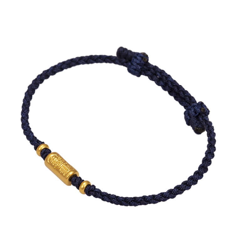 Wear FengShui 999 Gold Good Luck Amulet Carved Design Handmade Strength Braided Rope Bracelet