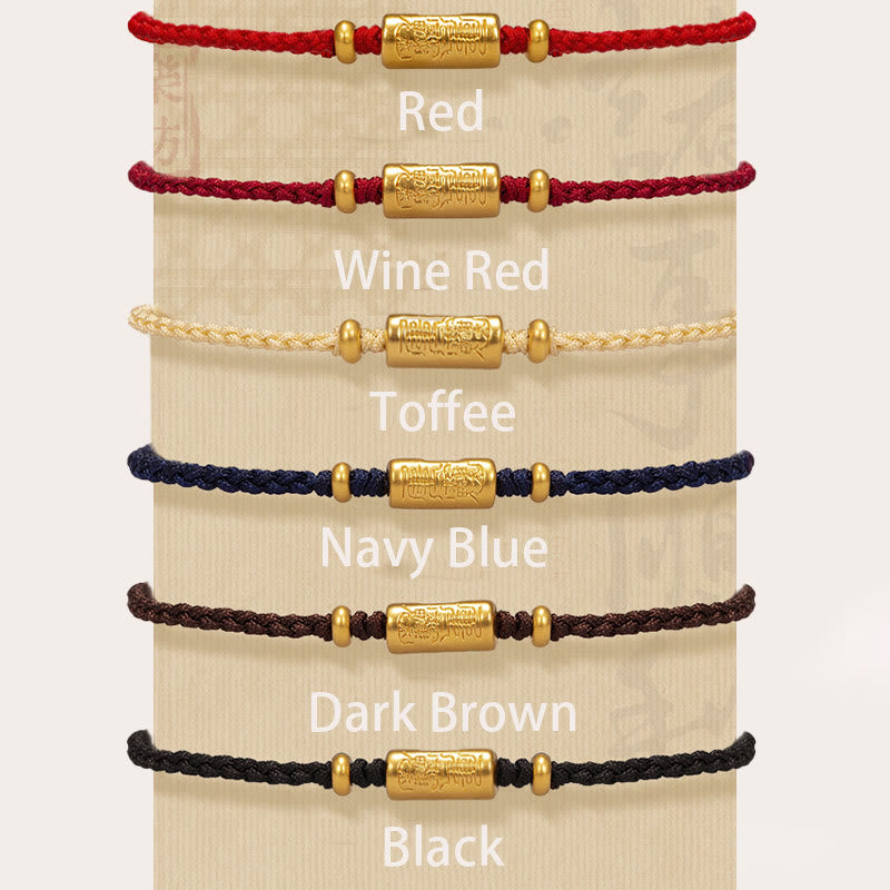Wear FengShui 999 Gold Good Luck Amulet Carved Design Handmade Strength Braided Rope Bracelet