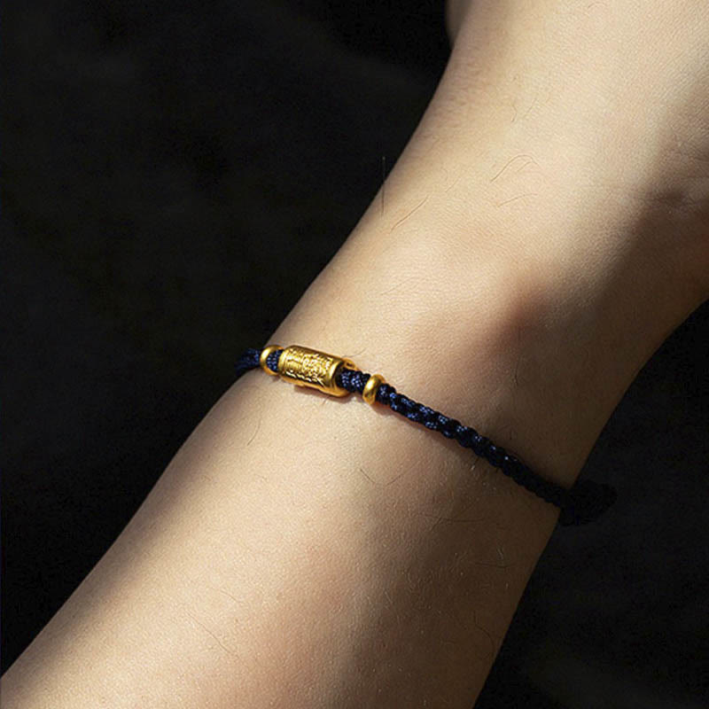 Wear FengShui 999 Gold Good Luck Amulet Carved Design Handmade Strength Braided Rope Bracelet