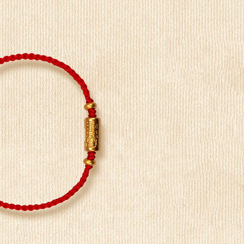 Wear FengShui 999 Gold Good Luck Amulet Carved Design Handmade Strength Braided Rope Bracelet