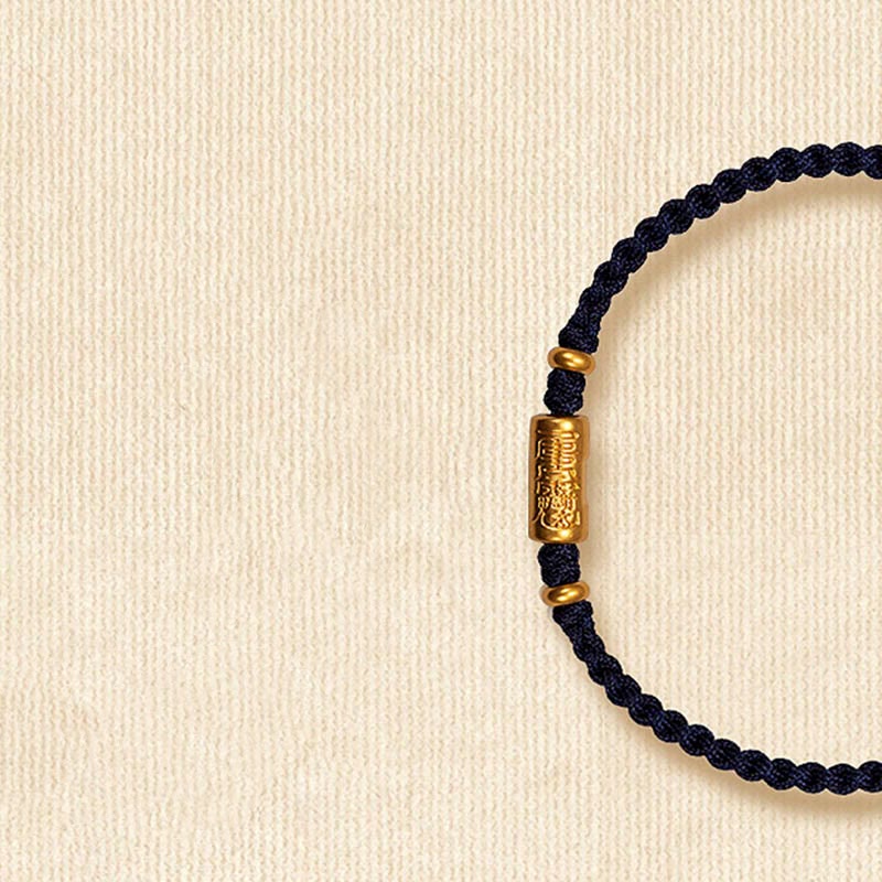 Wear FengShui 999 Gold Good Luck Amulet Carved Design Handmade Strength Braided Rope Bracelet