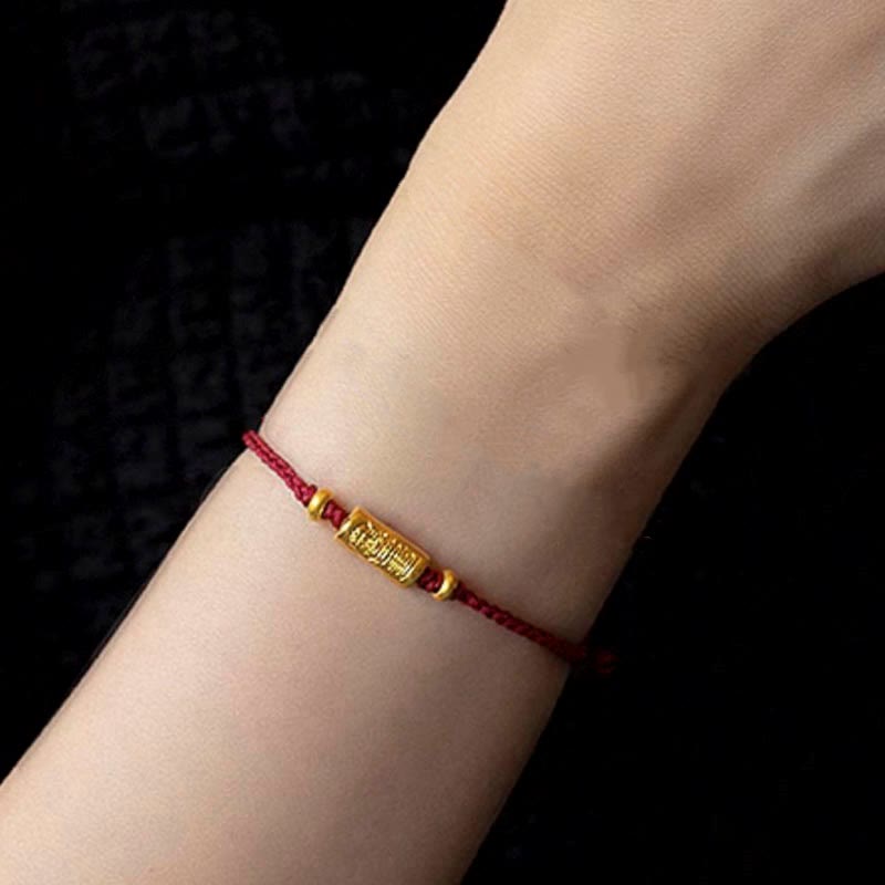 Wear FengShui 999 Gold Good Luck Amulet Carved Design Handmade Strength Braided Rope Bracelet