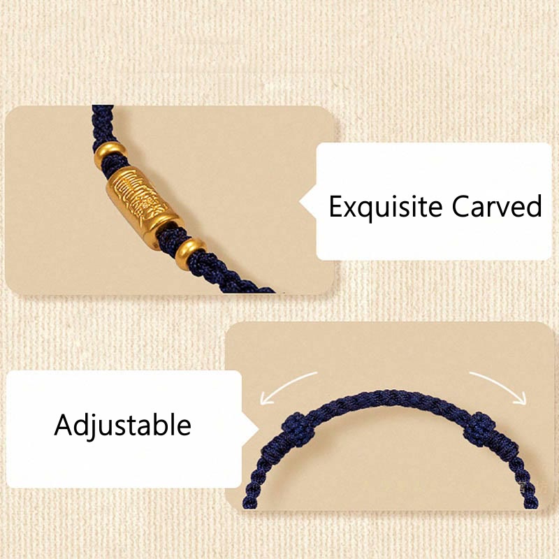 Wear FengShui 999 Gold Good Luck Amulet Carved Design Handmade Strength Braided Rope Bracelet