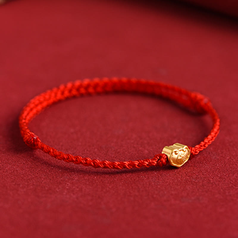 Wear FengShui 999 Gold Chinese Lock Charm Fu Character Protection Handmade Rope Bracelet