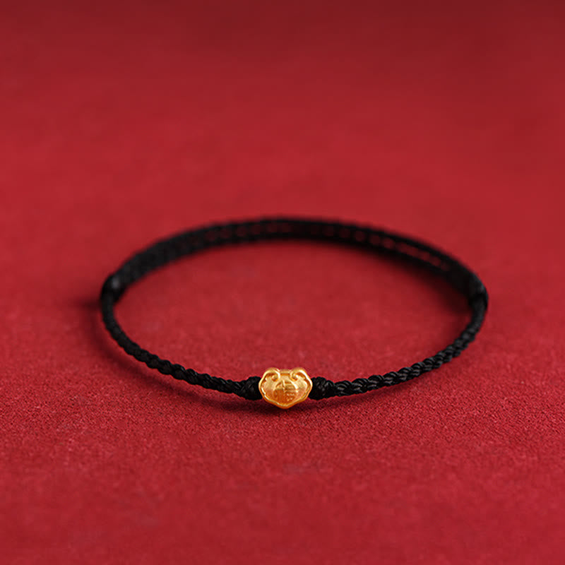 Wear FengShui 999 Gold Chinese Lock Charm Fu Character Protection Handmade Rope Bracelet