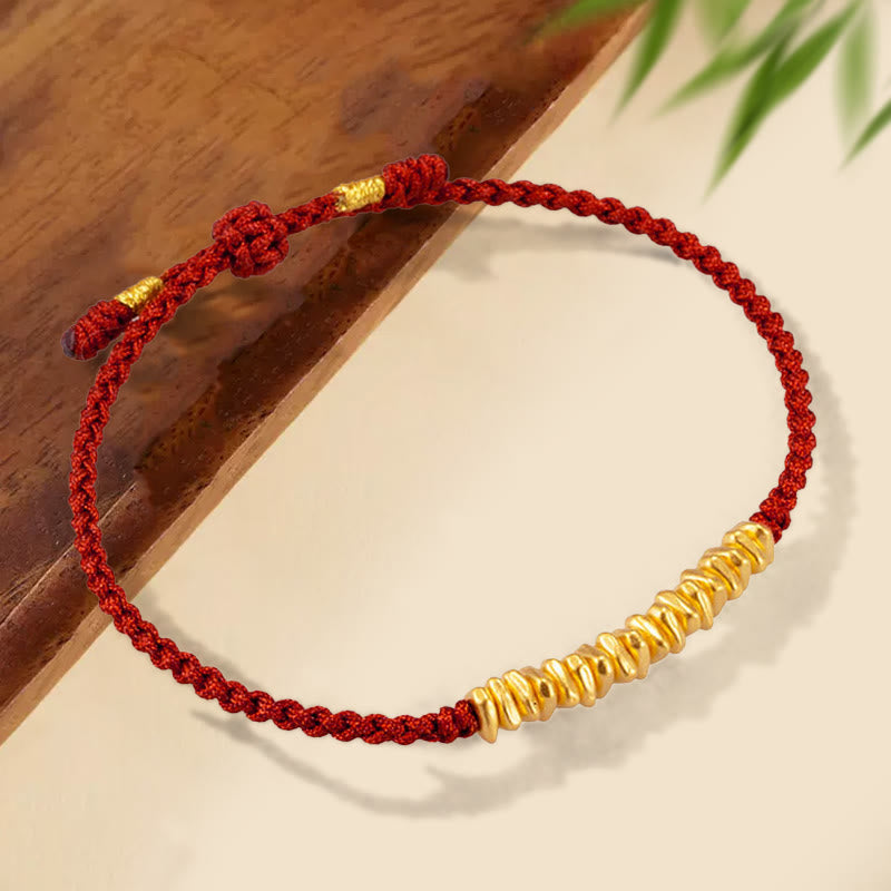 Wear FengShui 999 Gold Small Gold Pieces Design Handmade Protection Braided Rope Bracelet
