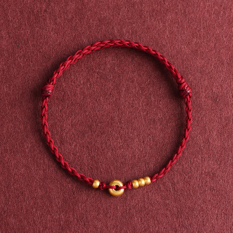 Wear FengShui 999 Gold Small Peace Buckle Design Handmade Luck Braided Rope Bracelet Anklet