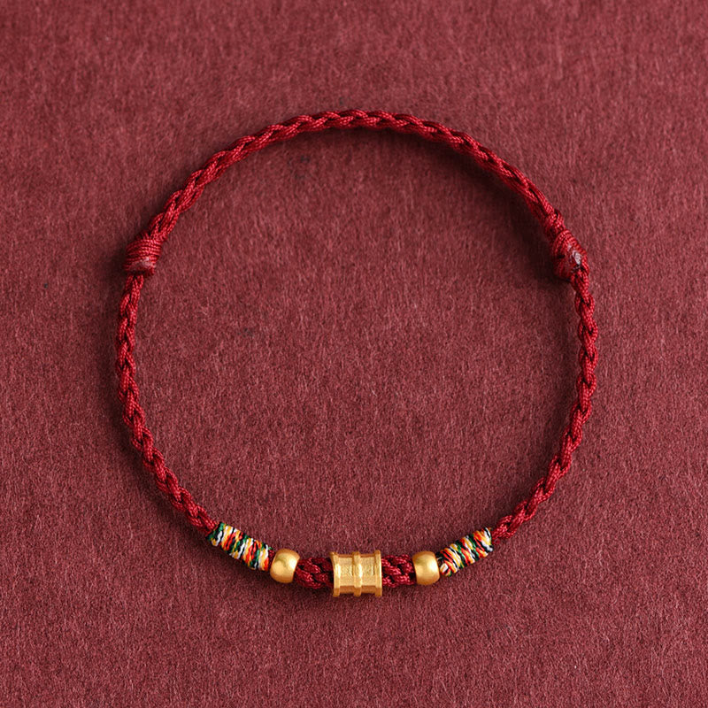 Wear FengShui 999 Gold Small Bucket Shape Design Handmade Luck Braided Rope Bracelet Anklet
