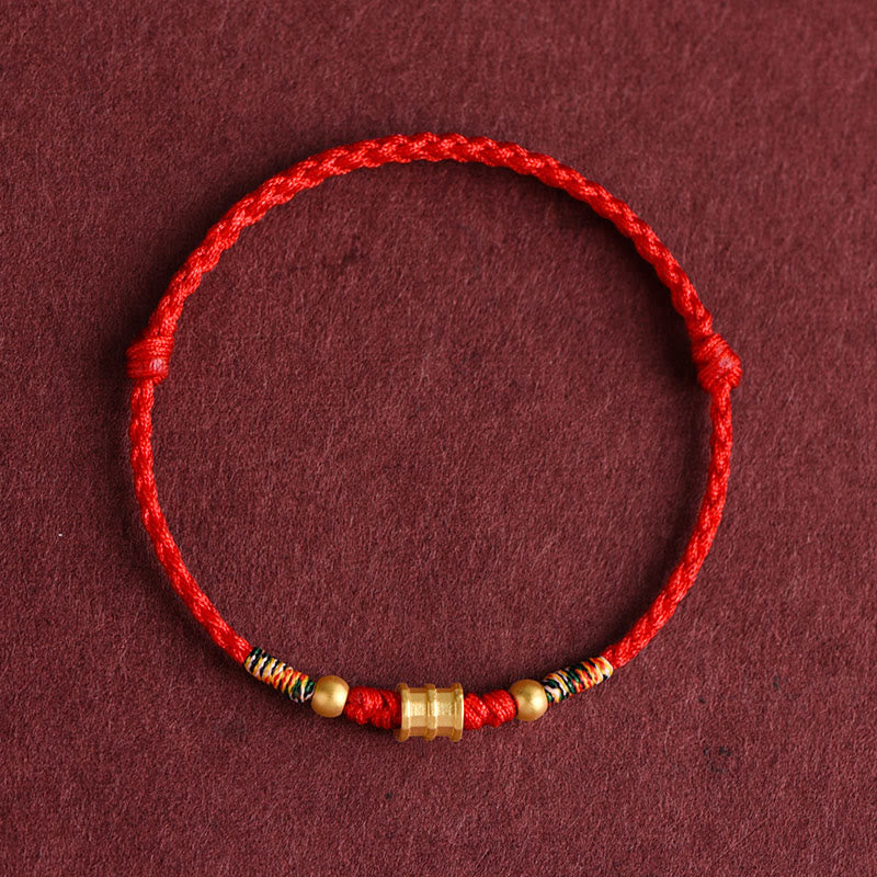 Wear FengShui 999 Gold Small Bucket Shape Design Handmade Luck Braided Rope Bracelet Anklet