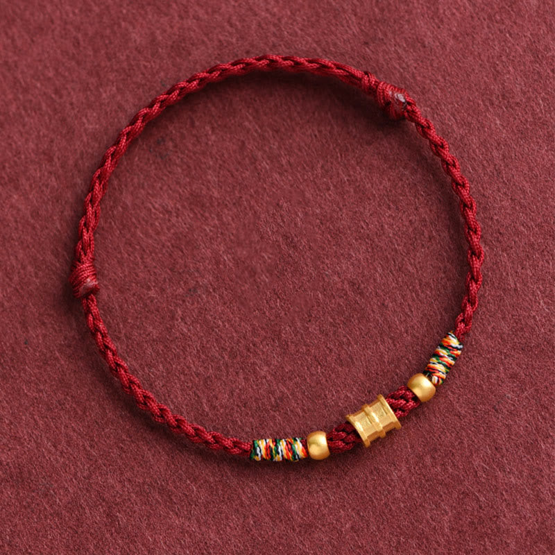 Wear FengShui 999 Gold Small Bucket Shape Design Handmade Luck Braided Rope Bracelet Anklet