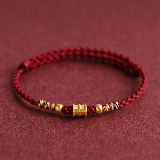 Wear FengShui 999 Gold Small Bucket Shape Design Handmade Luck Braided Rope Bracelet Anklet