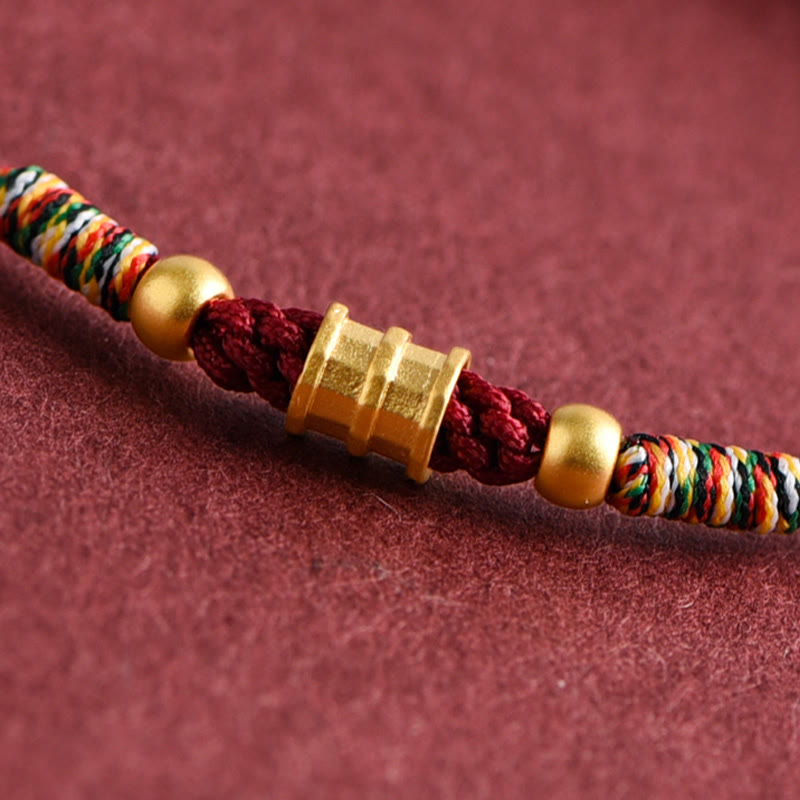 Wear FengShui 999 Gold Small Bucket Shape Design Handmade Luck Braided Rope Bracelet Anklet