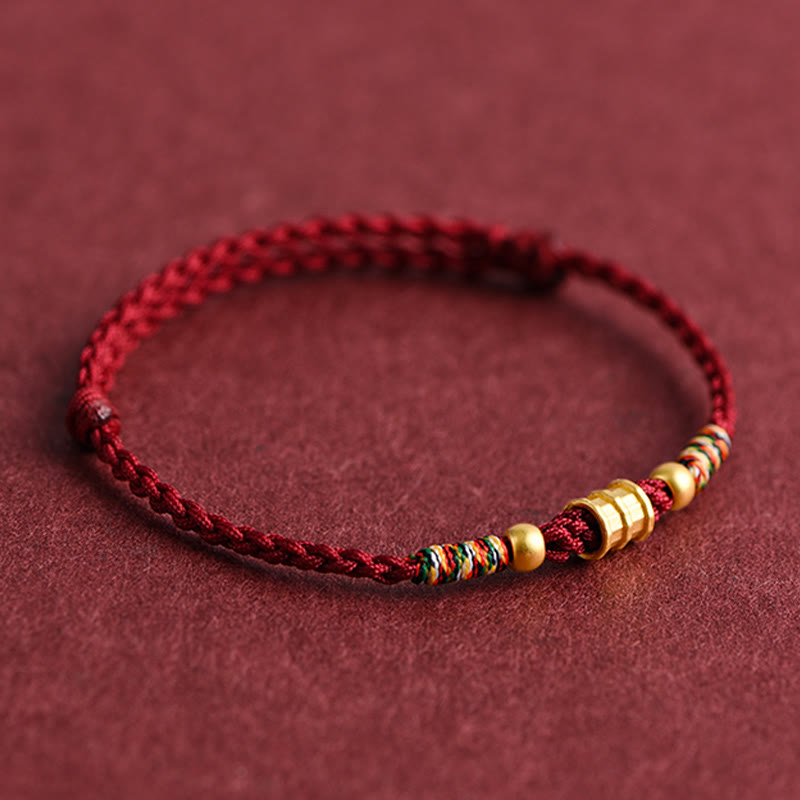 Wear FengShui 999 Gold Small Bucket Shape Design Handmade Luck Braided Rope Bracelet Anklet