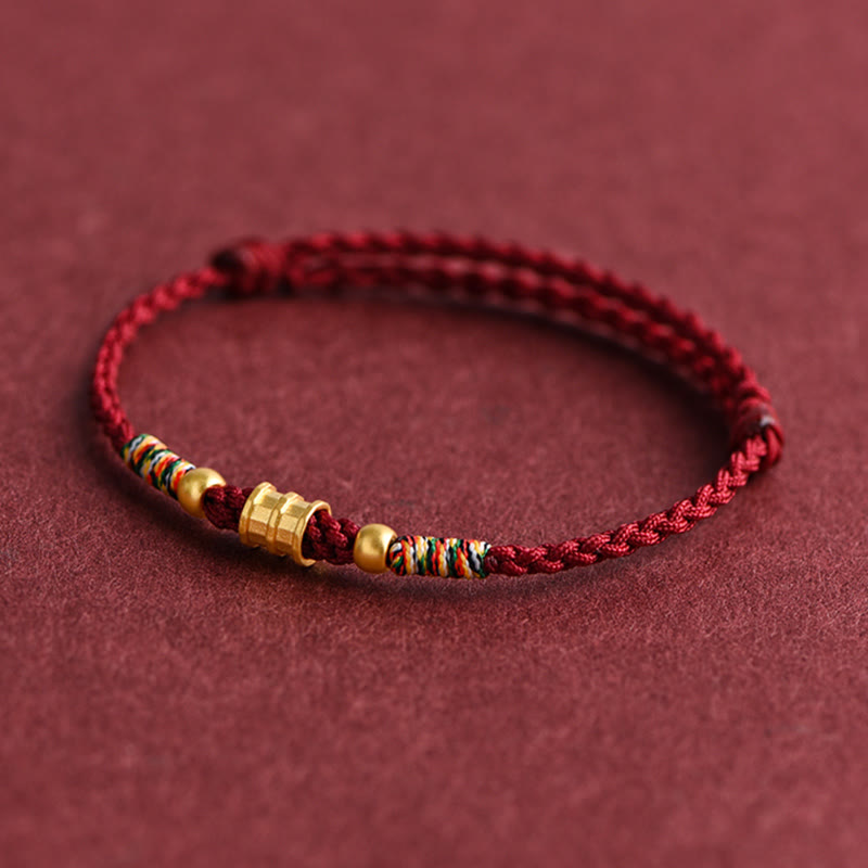 Wear FengShui 999 Gold Small Bucket Shape Design Handmade Luck Braided Rope Bracelet Anklet