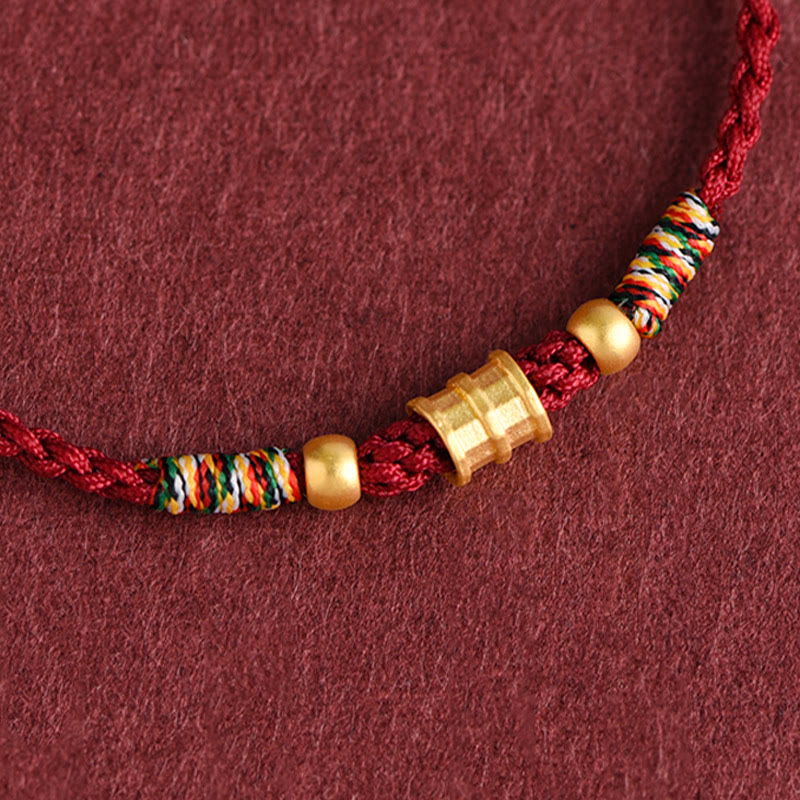 Wear FengShui 999 Gold Small Bucket Shape Design Handmade Luck Braided Rope Bracelet Anklet