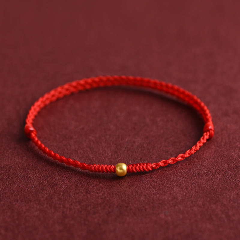 Wear FengShui 999 Gold One Mini Bead Design Handmade Strength Braided Rope Bracelet Anklet
