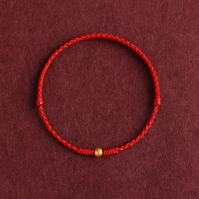 Wear FengShui 999 Gold One Mini Bead Design Handmade Strength Braided Rope Bracelet Anklet