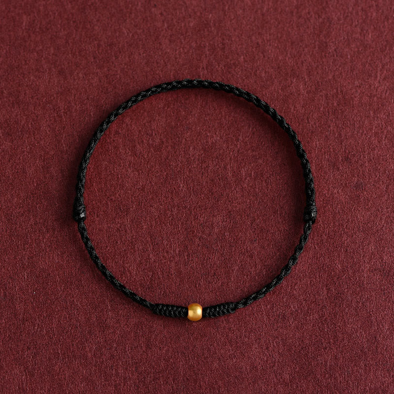 Wear FengShui 999 Gold One Mini Bead Design Handmade Strength Braided Rope Bracelet Anklet