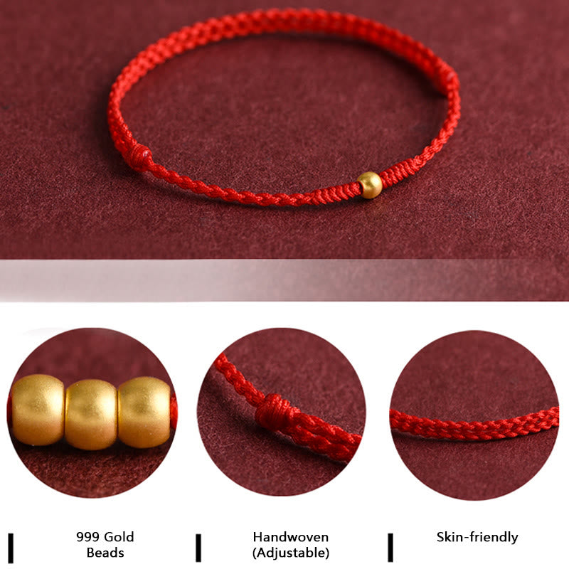 Wear FengShui 999 Gold One Mini Bead Design Handmade Strength Braided Rope Bracelet Anklet