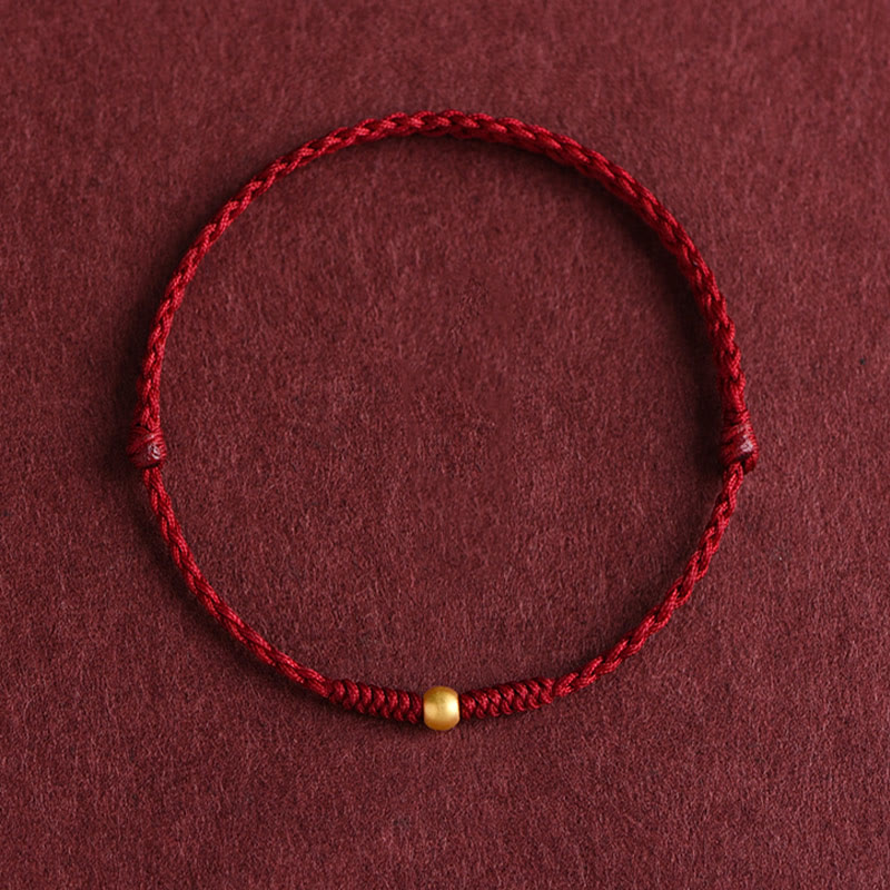 Wear FengShui 999 Gold One Mini Bead Design Handmade Strength Braided Rope Bracelet Anklet