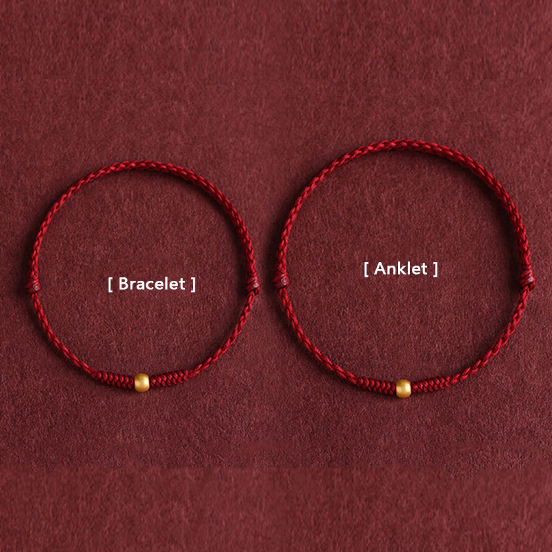 Wear FengShui 999 Gold One Mini Bead Design Handmade Strength Braided Rope Bracelet Anklet