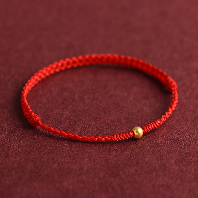 Wear FengShui 999 Gold One Mini Bead Design Handmade Strength Braided Rope Bracelet Anklet