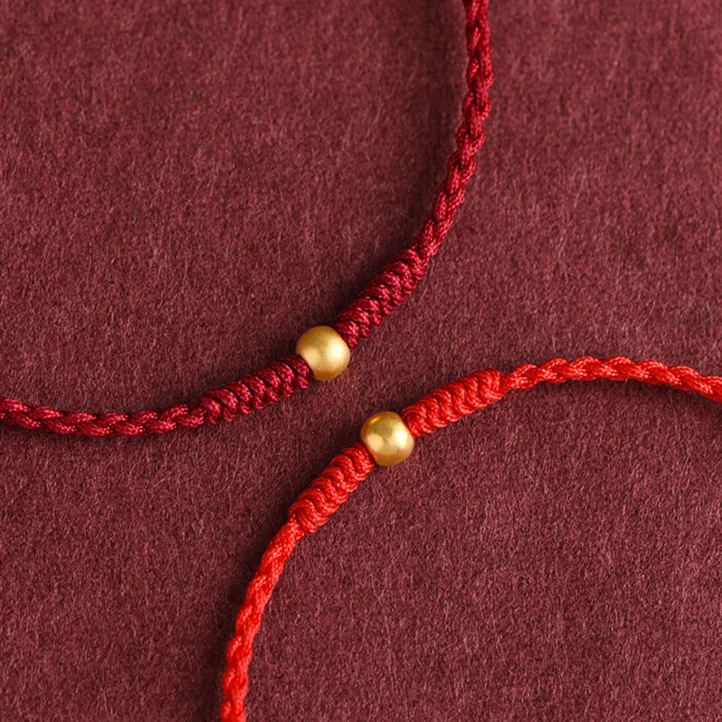 Wear FengShui 999 Gold One Mini Bead Design Handmade Strength Braided Rope Bracelet Anklet