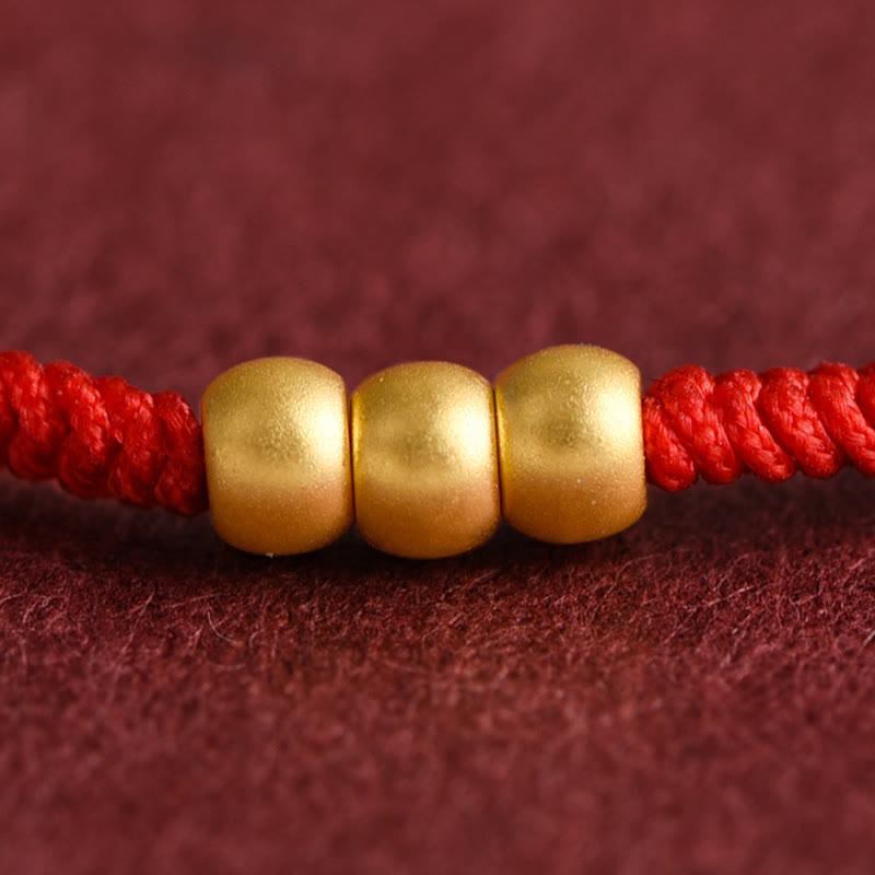 Wear FengShui 999 Gold Mini Three Beads Design Handmade Luck Rope Bracelet Anklet
