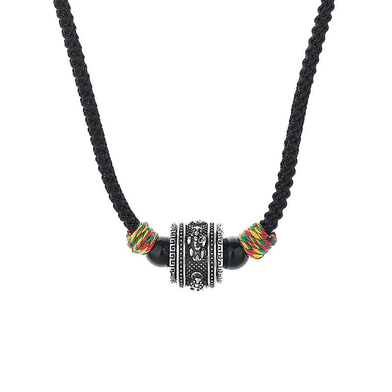 Wear FengShui Tibet Om Mani Padme Hum Swastika PiXiu Copper Wisdom Rope Necklace Pendant