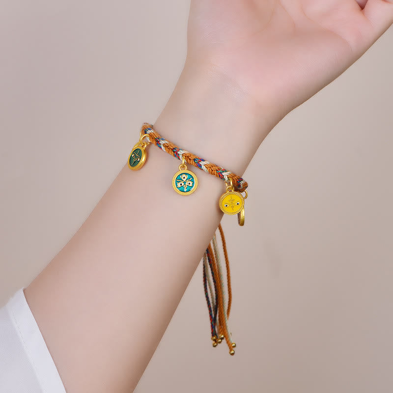 Wear FengShui Handmade Tibetan Multicolored Rope Five God Of Wealth Luck Bracelet