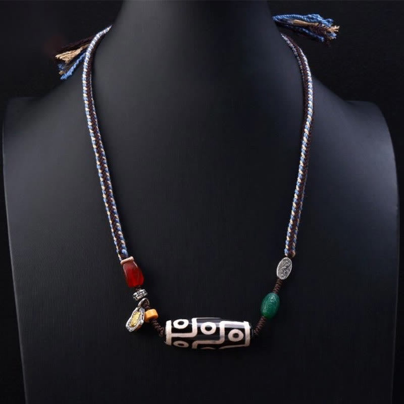 Wear FengShui Tibetan Nine-eye Dzi Bead Protection Braided Rope Necklace Pendant