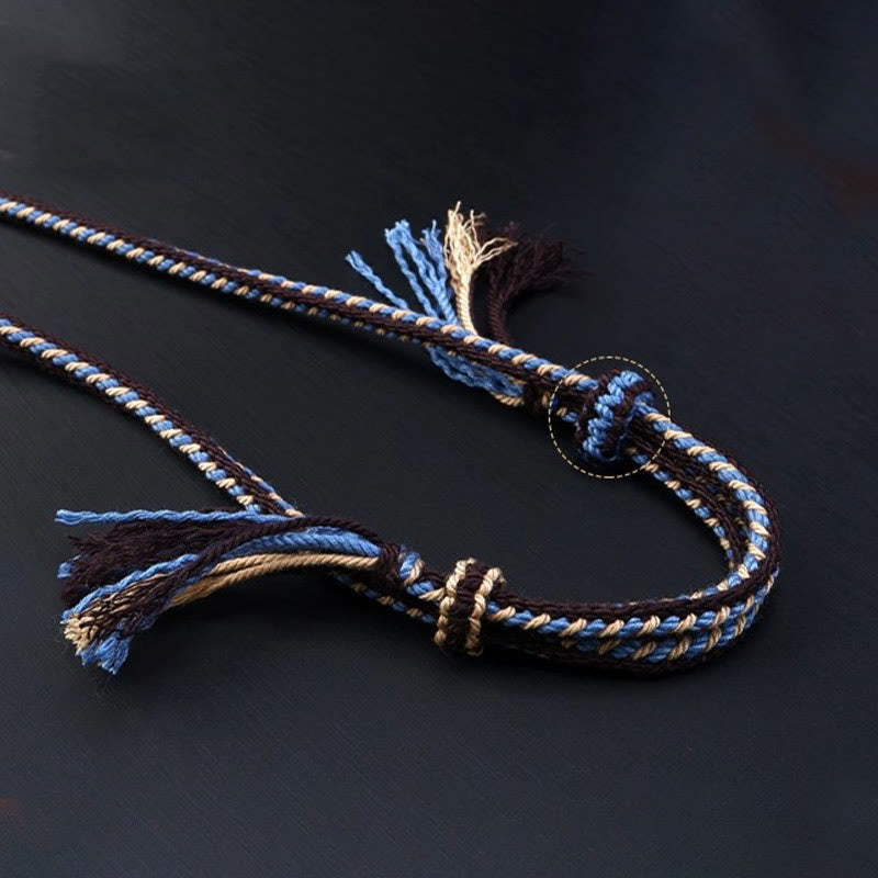 Wear FengShui Tibetan Nine-eye Dzi Bead Protection Braided Rope Necklace Pendant