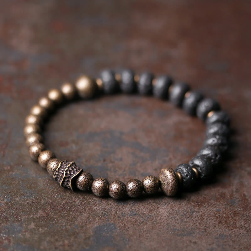 Wear FengShui Lava Rock Beads Adsorb Negative Energy Copper Bracelet