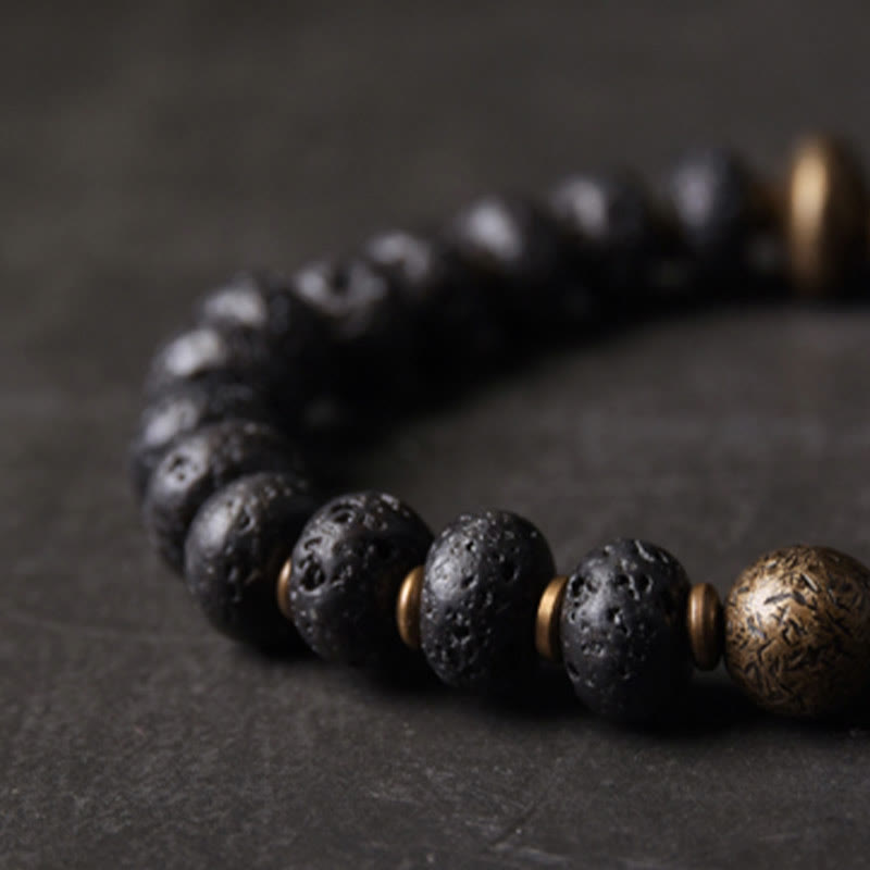 Wear FengShui Lava Rock Beads Adsorb Negative Energy Copper Bracelet