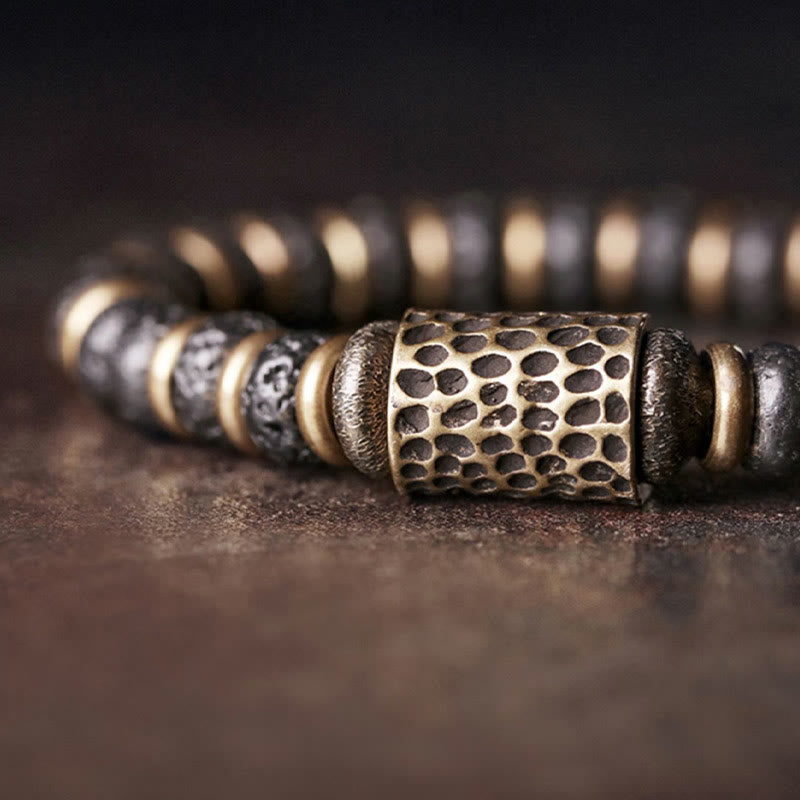 Wear FengShui Vintage Lava Rock Beads Calm Copper Bracelet