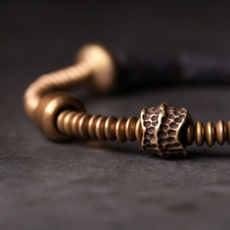 Wear FengShui Luck Wealth Black Lava Rock Beads Copper Bracelet