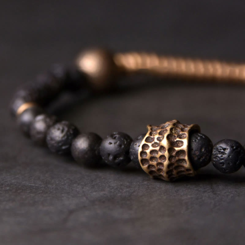 Wear FengShui Support Healing Lava Rock Beads Copper Bracelet