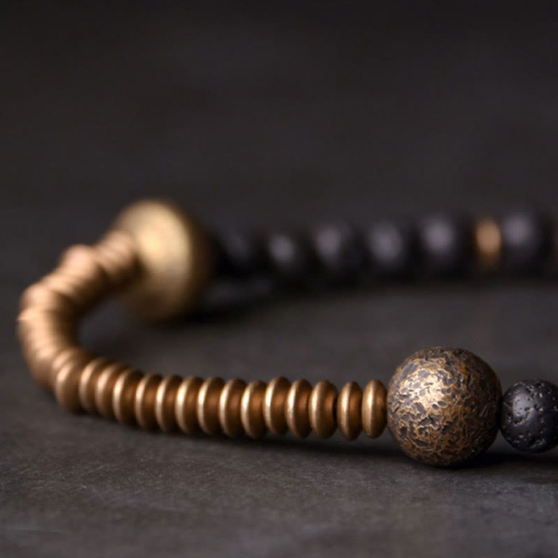 Wear FengShui Support Healing Lava Rock Beads Copper Bracelet