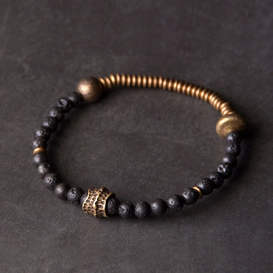 Wear FengShui Support Healing Lava Rock Beads Copper Bracelet