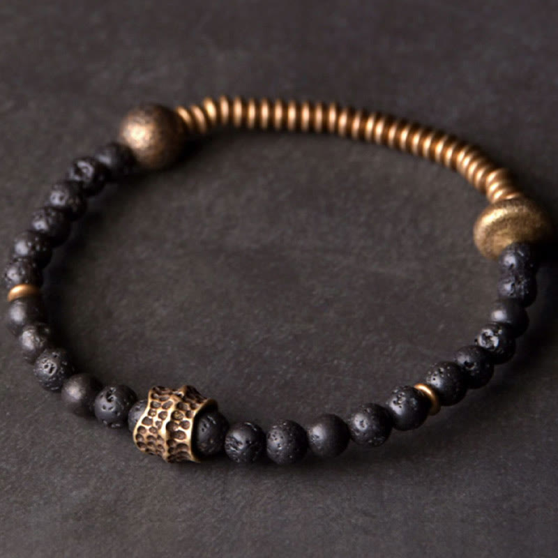 Wear FengShui Support Healing Lava Rock Beads Copper Bracelet