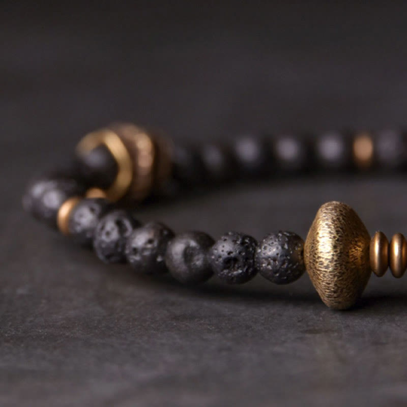 Wear FengShui Support Healing Lava Rock Beads Copper Bracelet