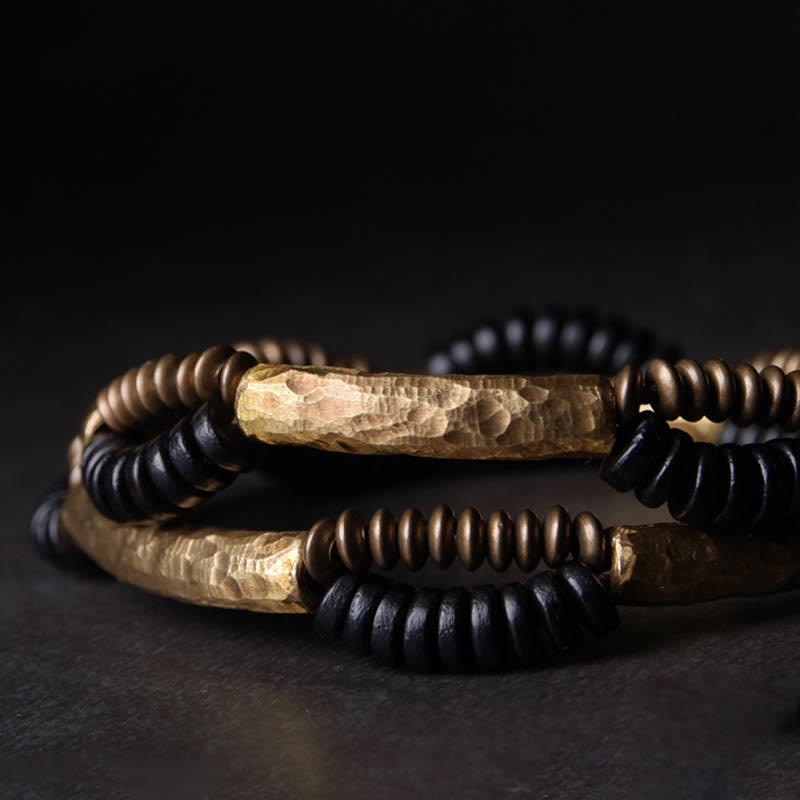Wear FengShui Vintage Ebony Wood Copper Luck Wealth Handmade Bracelet