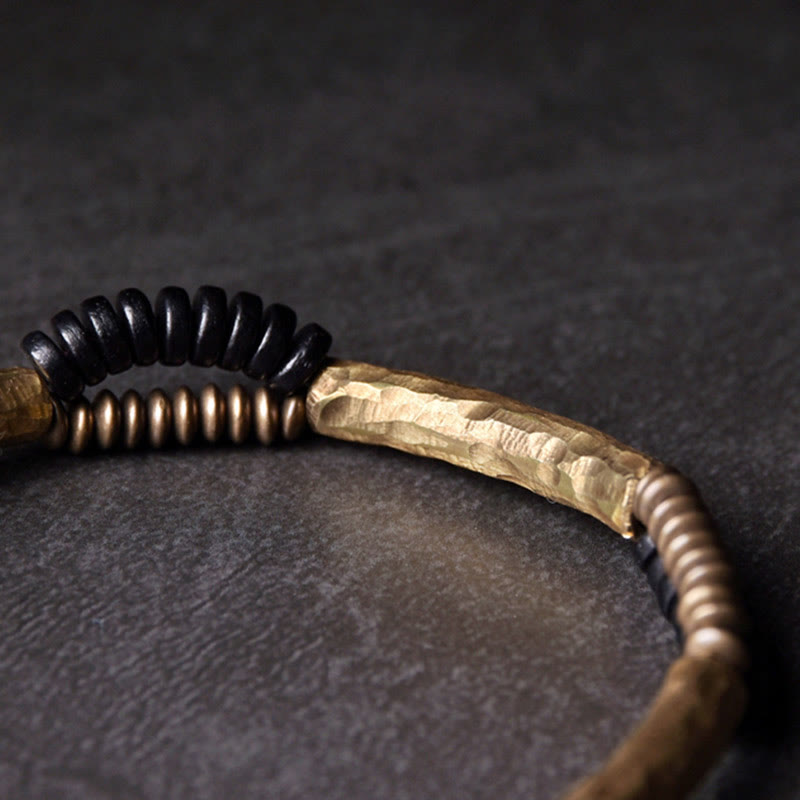 Wear FengShui Vintage Ebony Wood Copper Luck Wealth Handmade Bracelet