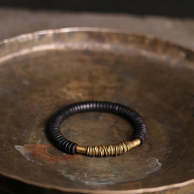 Wear FengShui Calm Tibetan Ebony Wood Copper Bracelet
