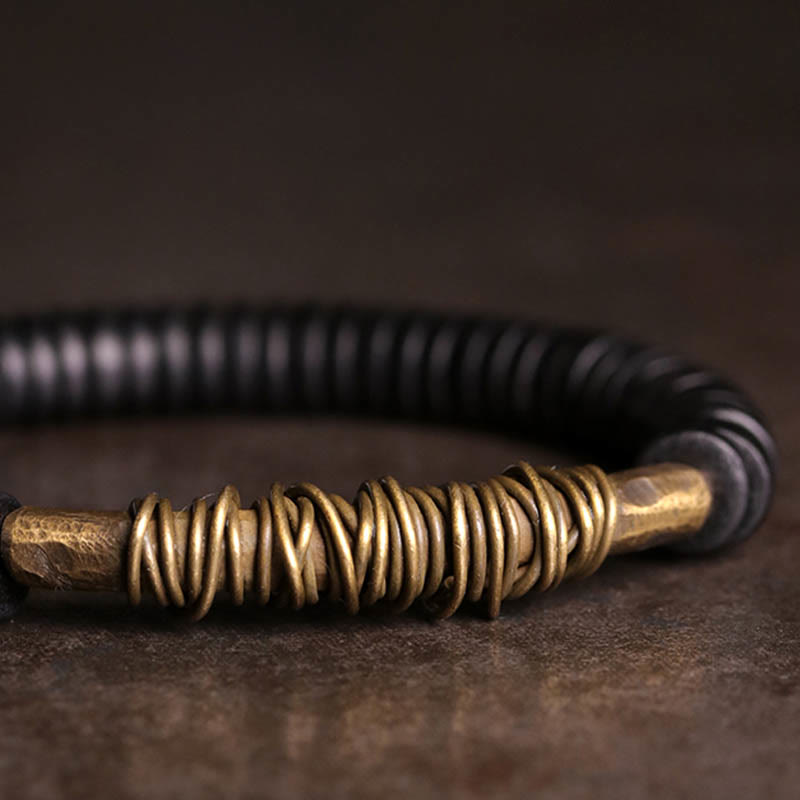 Wear FengShui Calm Tibetan Ebony Wood Copper Bracelet