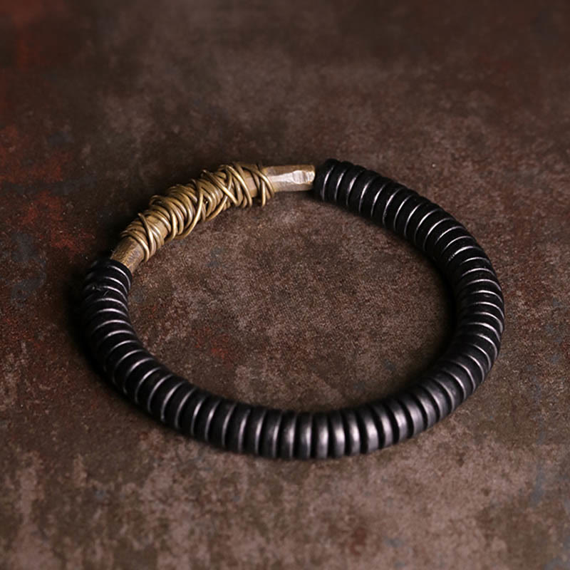 Wear FengShui Calm Tibetan Ebony Wood Copper Bracelet