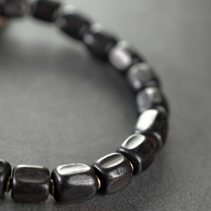 Wear FengShui Vintage Peace Tibetan Ebony Wood Beads Copper Multilayered Healing Bracelet