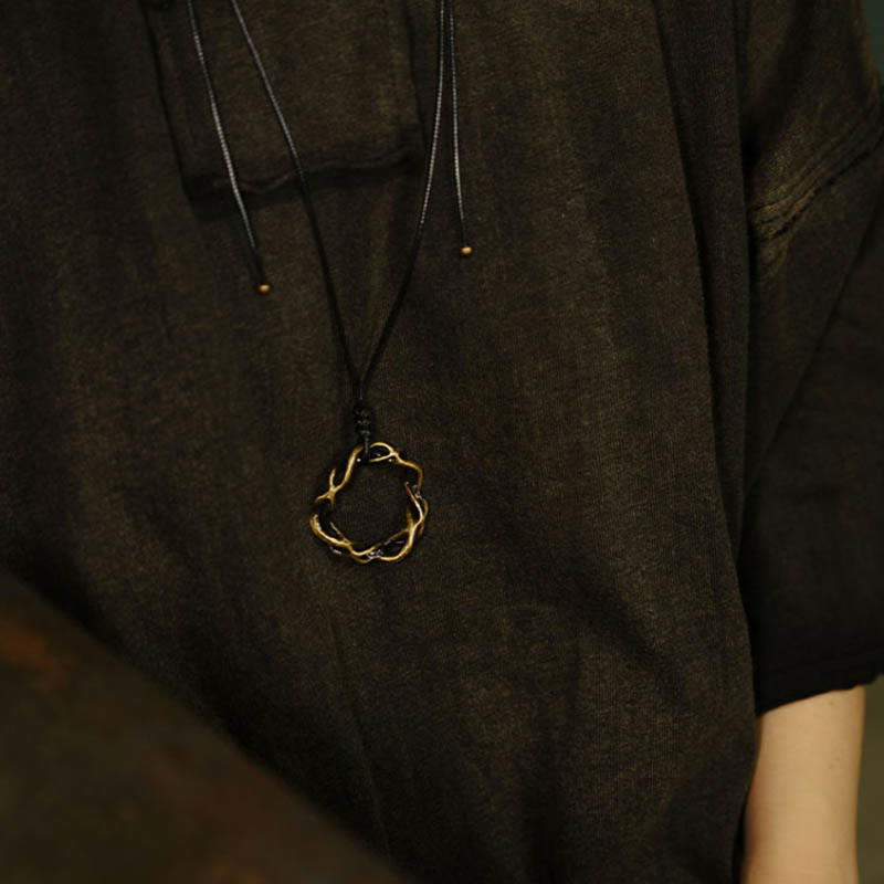 Wear FengShui Vintage Copper Brass Luck Handmade Necklace Pendant