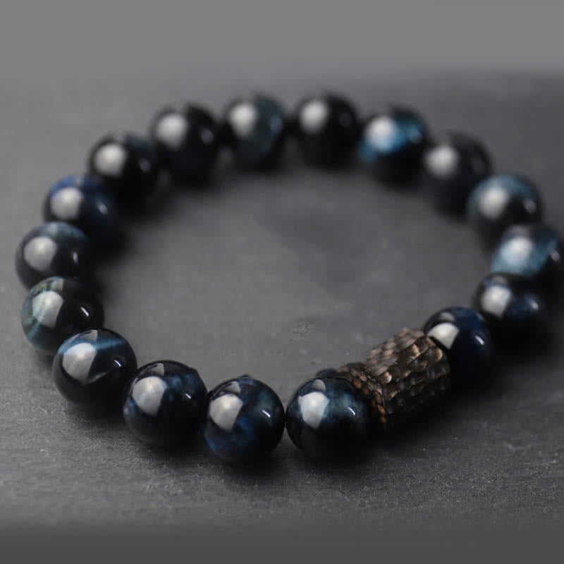 Wear FengShui Tiger Eye Ebony Wood Beads Calm Bracelet