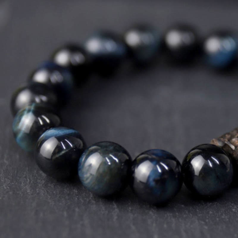 Wear FengShui Tiger Eye Ebony Wood Beads Calm Bracelet